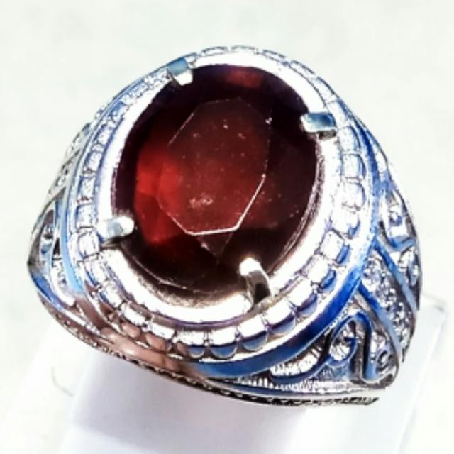 CINCIN BATU AKIK PERMATA NATURAL HESSONITE RED GARNET CUTING PASTI MANTAP