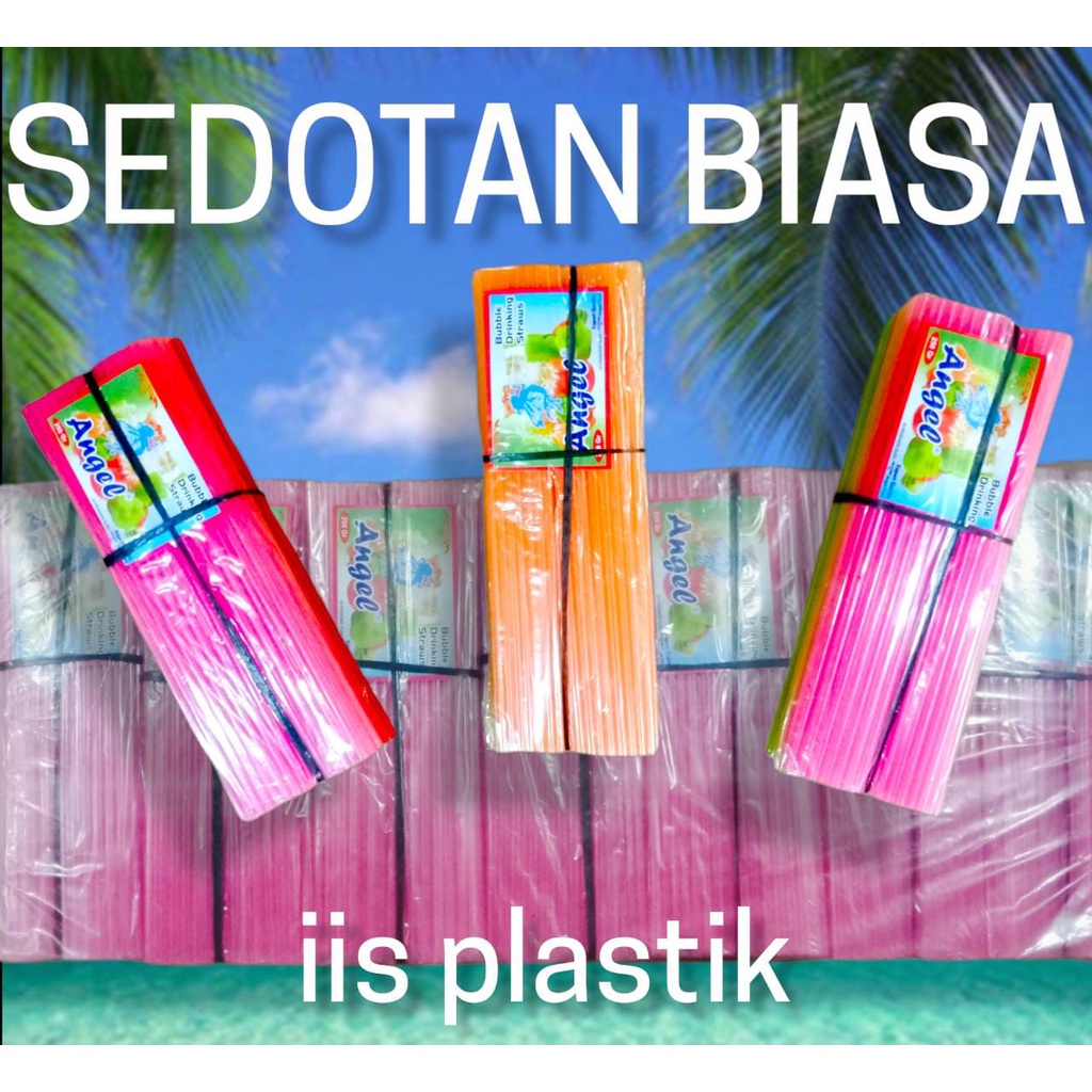 1ikat isi -+200BTG 5warna SEDOTAN IKATAN MURAH straw plastik 5mm panjang 24cm warna warni minuman es