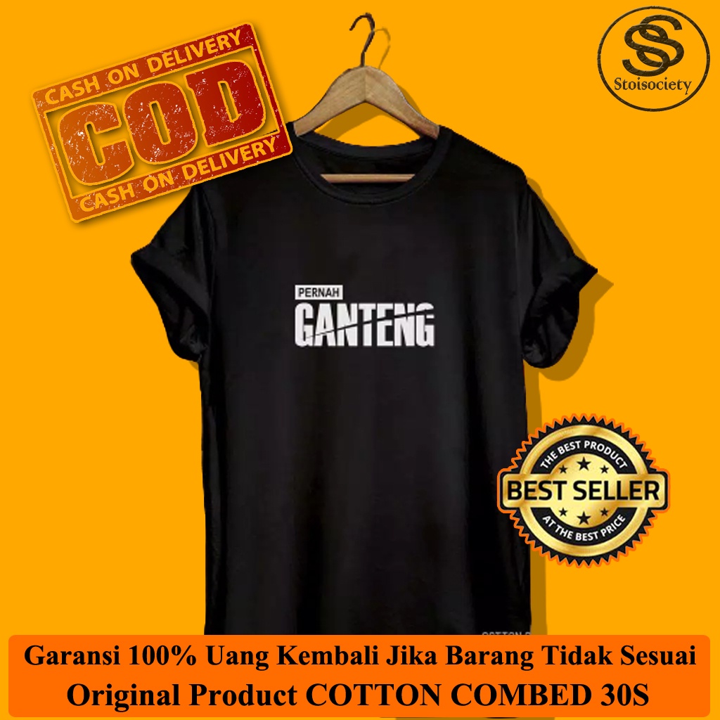 Pakaian Baju Kaos Kata Pernah Ganteng Distro Cowok Pria Peria Wanita Kekinian Dewasa Keren Murah