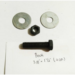 Baut Baja / Baut Mur Ring / Baut Drat Kasar 3/8"x 1,5"