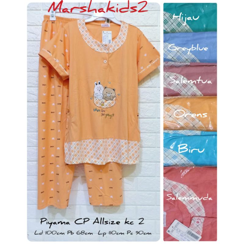 Piyama cp Allsize Lorita by sofie ld 100 cm baju tidur celana panjang lengan pendek babydoll dewasa