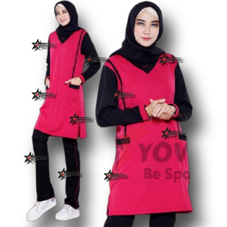 Setelan Baju Senam Muslimah // Setelan Baju Olahraga Senam Muslimah