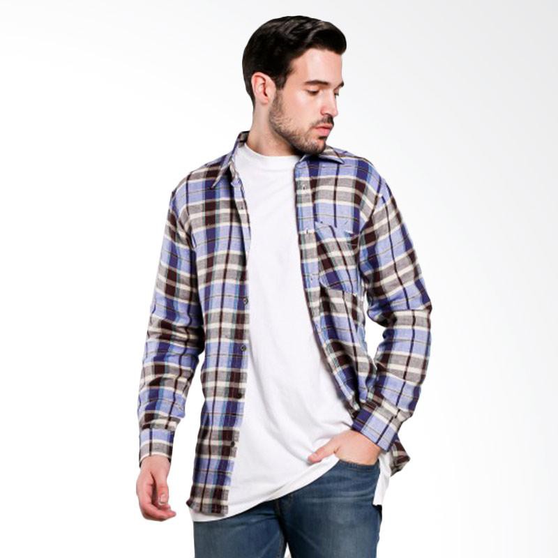 Papercut Men Fox Madras Flanel Kemeja Pria – Blue