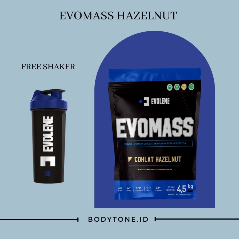 Evolene Evomass Evo Mass Gainer 4,5kg 10lb rasa Hazelnut whey protein BPOM Agen resmi Evolene