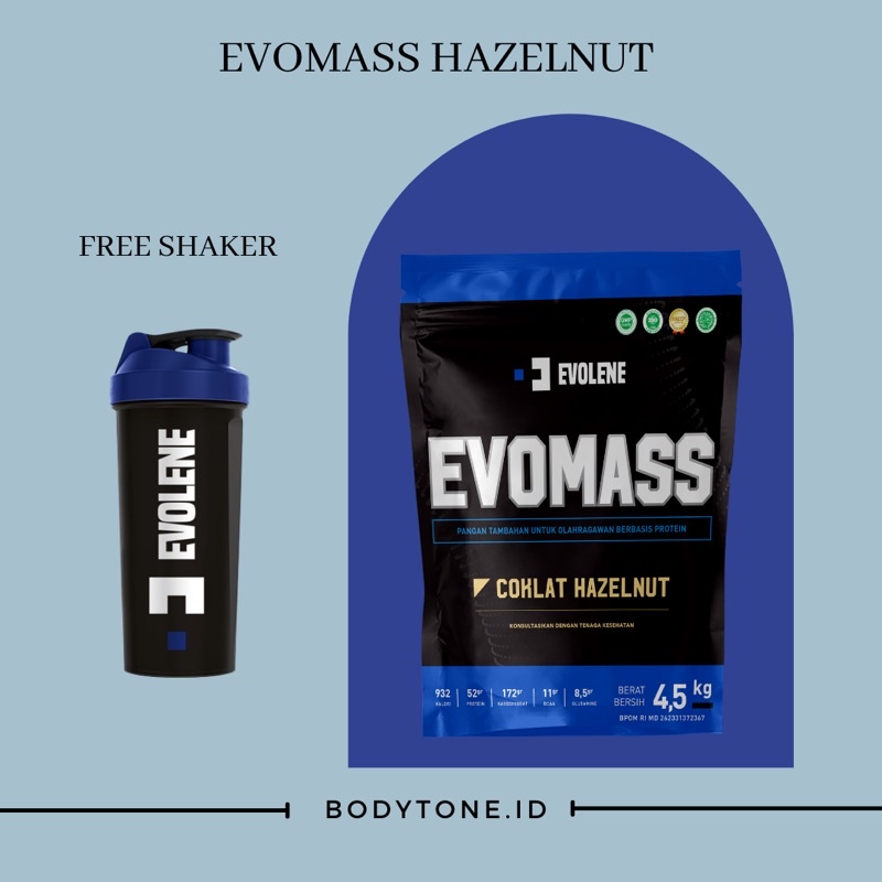 Evolene Evomass Evo Mass Gainer 4,5kg 10lb rasa hazelnut whey protein BPOM Agen Evolene Sukoharjo