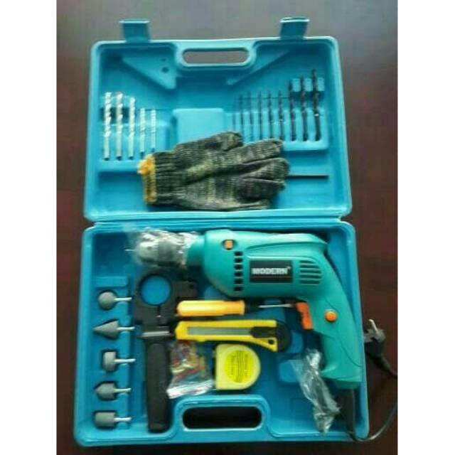 MESIN BOR MODERN 13mm  M-2130B / impact drill set / bor ser box