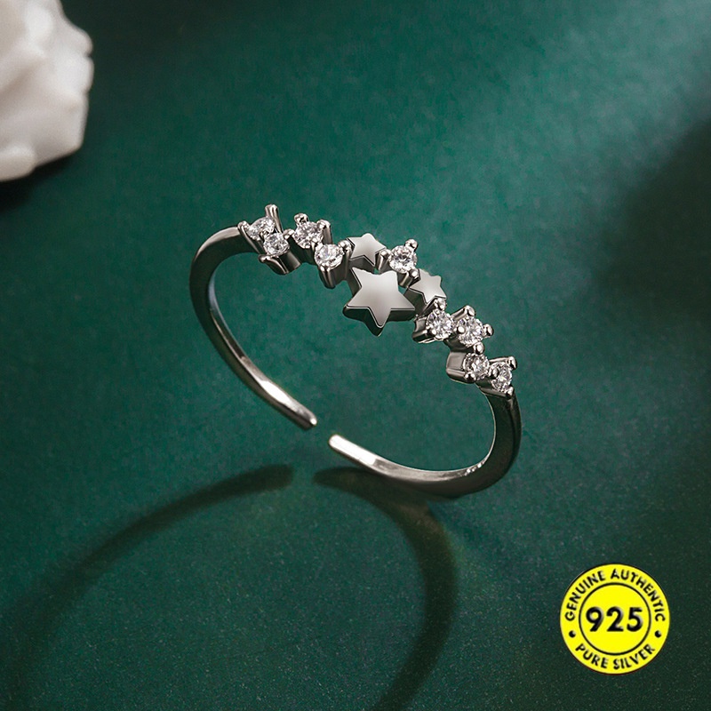 Cincin Model Terbuka Desain Meteor Bahan S925 Silver