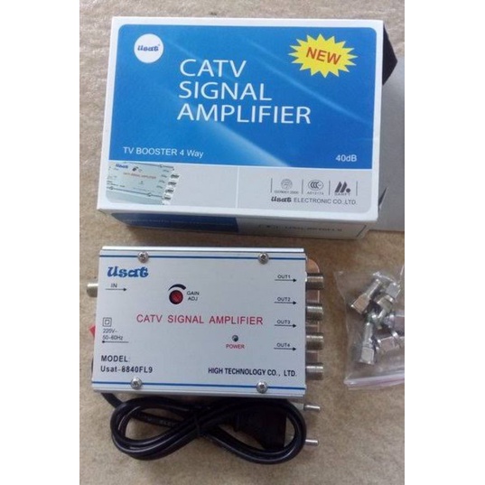 Booster Penjernih &amp; Penguat Sinyal TV + 4 Jalur Splitter 40 DB