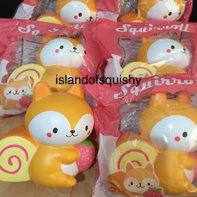 Squishy punimaru jumbo puni squirroll tupai strawberry lisenced rare ori soft slow rising cute