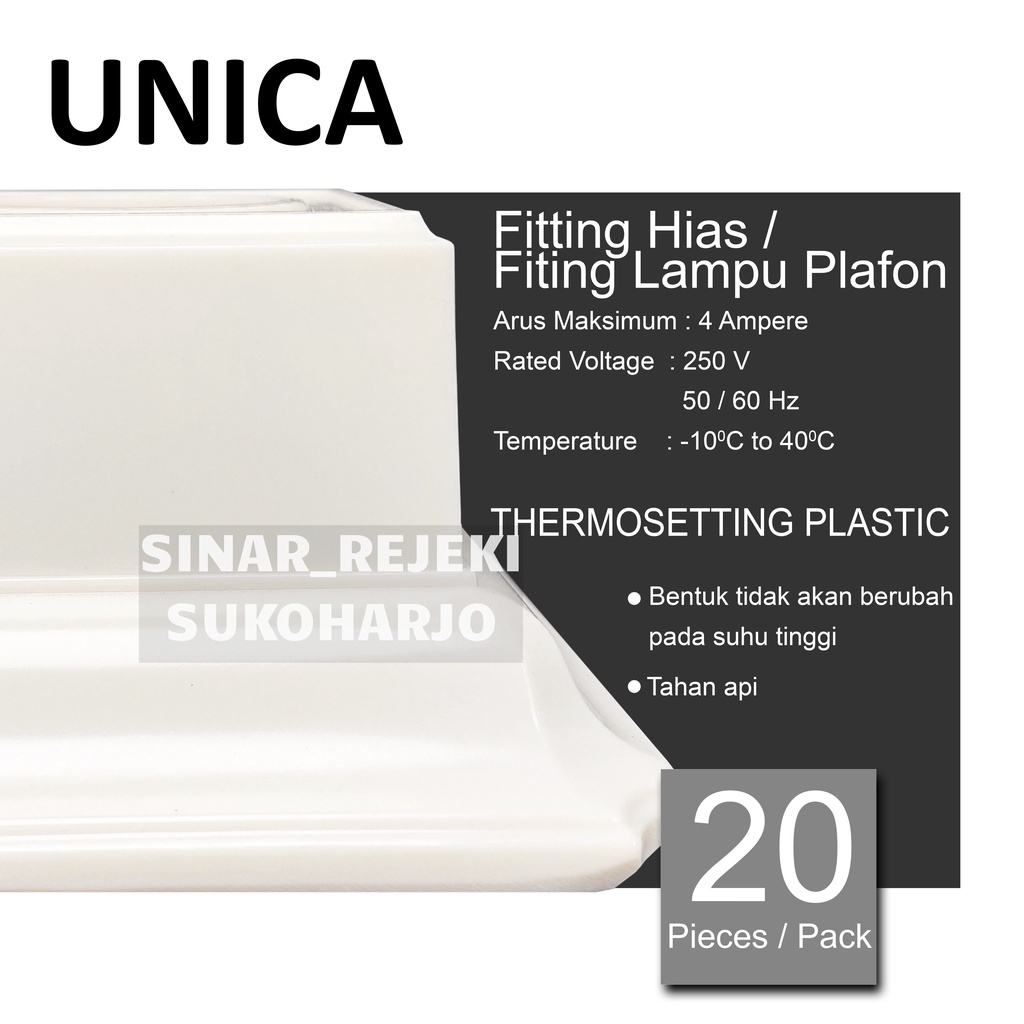 UNICA Fitting OB Tempel / Plafon, Bulat / Kotak Hias