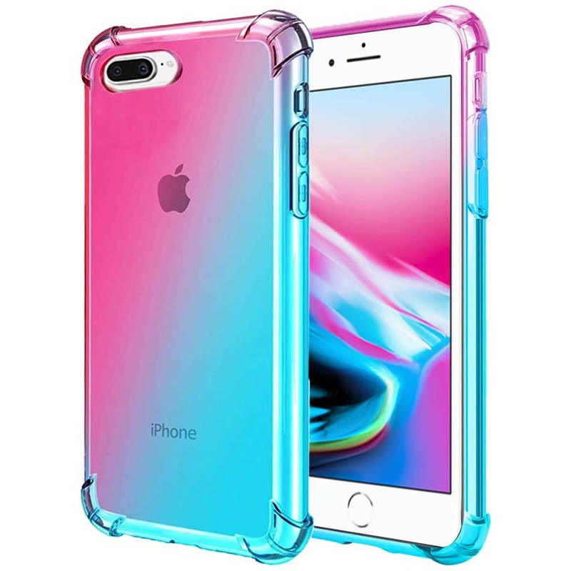 Shock Gradient Case iPhone 7 Plus - 8 Plus - 7+ 8+ - Rainbow TPU Clear Soft Cover Anti Crack Shock P