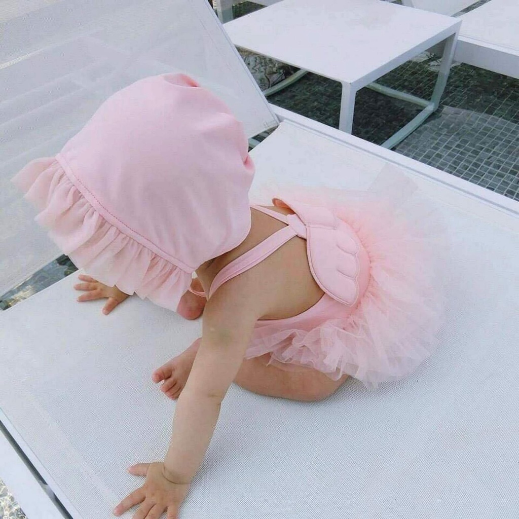 Baju Renang Baby Perempuan Dengan Topi Kiddy