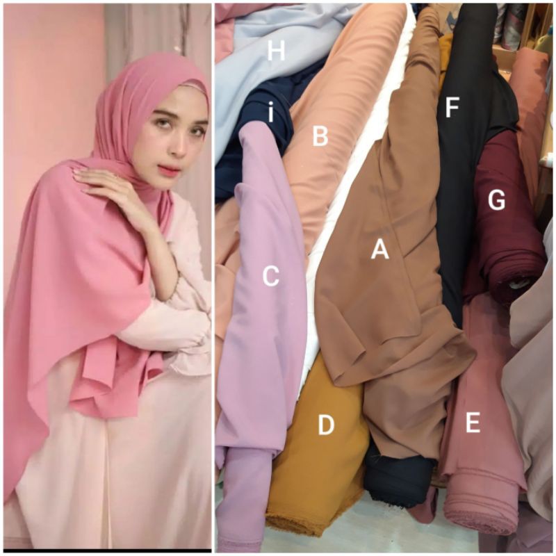 JILBAB PASHMINA NISA SYABAN BASIC / PASMINA BASIC POLOS DIAMOND CREPE ITALIANO / HIJAB TALITHA