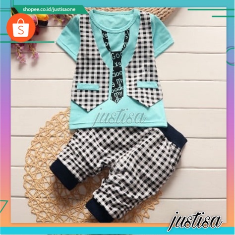 Promo !! Setelan cool anak laki import / Setelan square word tie Ukuran  1-3thn  / Baju Anak lucu kekinian