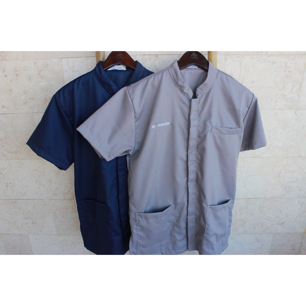 Baju scrub Dobi Button | Baju medis kancing | Scrub medis | Baju OK | APD Medis | Alat medis | gown 