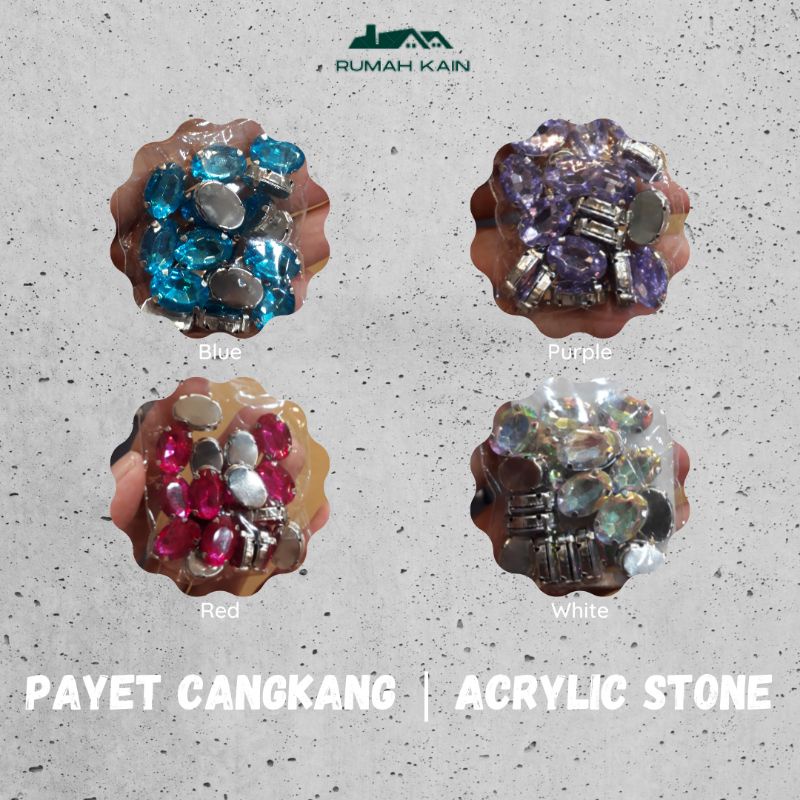 Acyrilic stone/ Payet Cangkang/ Accecoris/ Asesoris/ Monte/ Manik Kristal