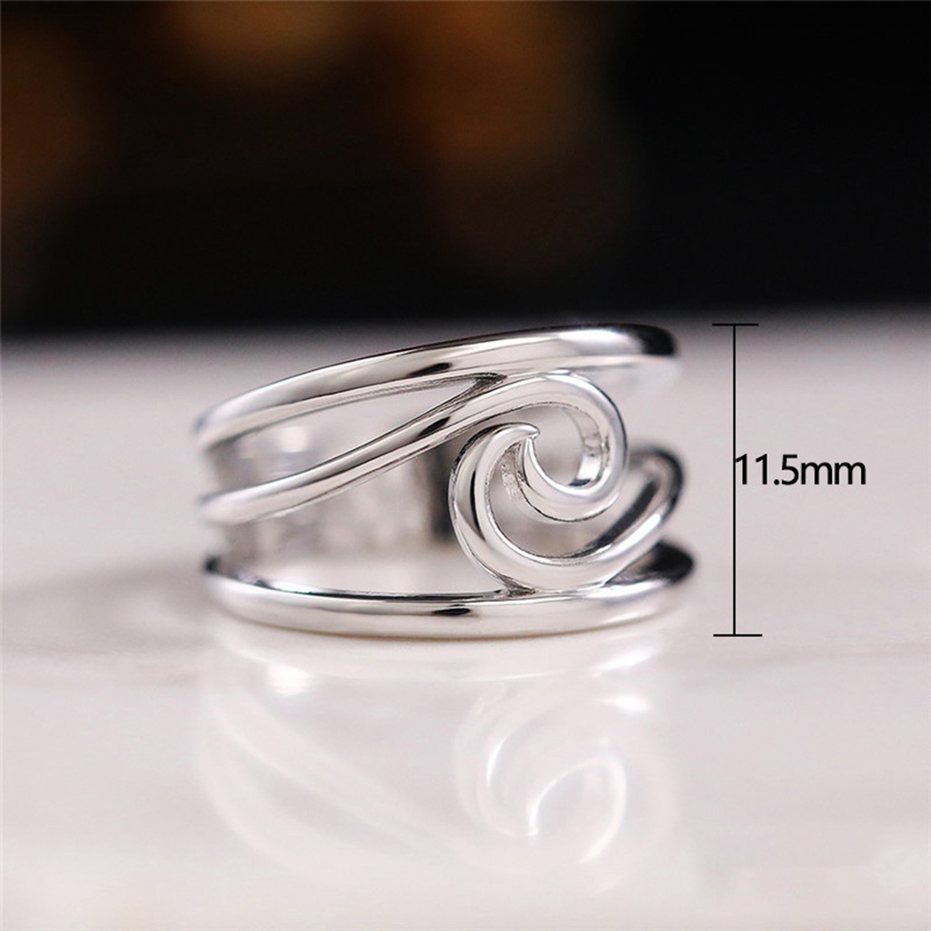 Hu Hu Hu Hu Hu Alat Bantu Pasang Kacamata♡ Cincin Wanita Desain Gelombang Artistik Elektroplating Ringan Untuk Pesta