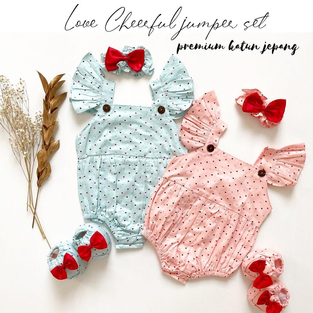 CHEERFUL / MICHA CHERRY BLOSSOM / EMMA JUMPER Baju setelan jumper rok bunga bandana sepatu pergi lucu fashion anak bayi perempuan-1