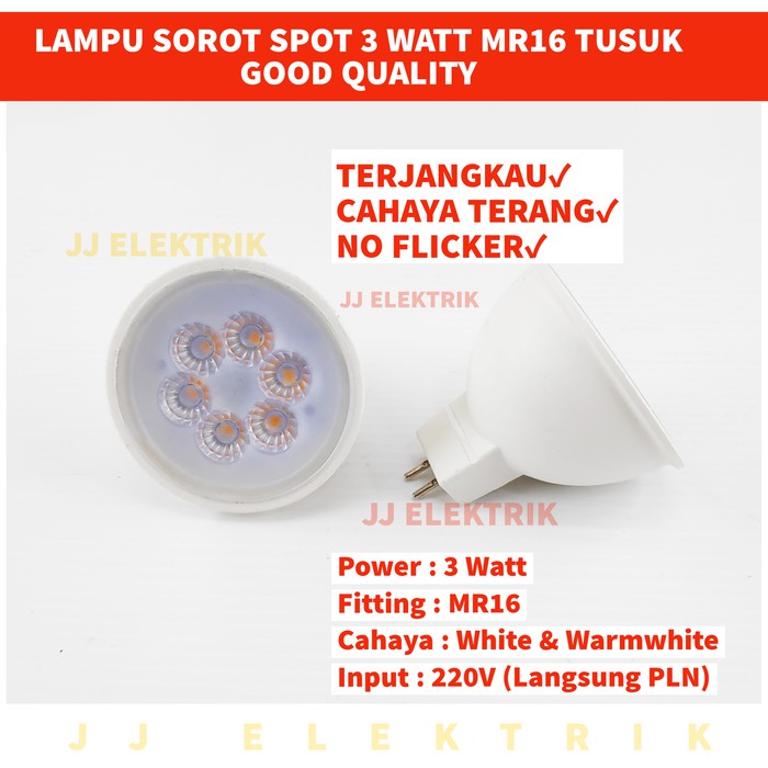 Lampu Spot LED MR16 3W / Halogen tusuk 3 Watt / Sorot MR16