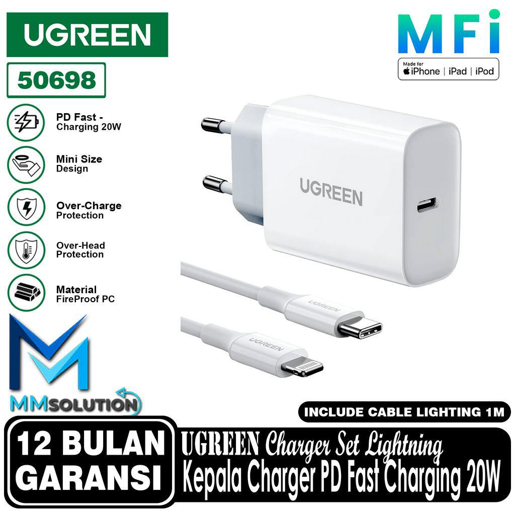 UGREEN Kepala Charger Set 20W + Kabel Lightning MFi PD Fast Charging