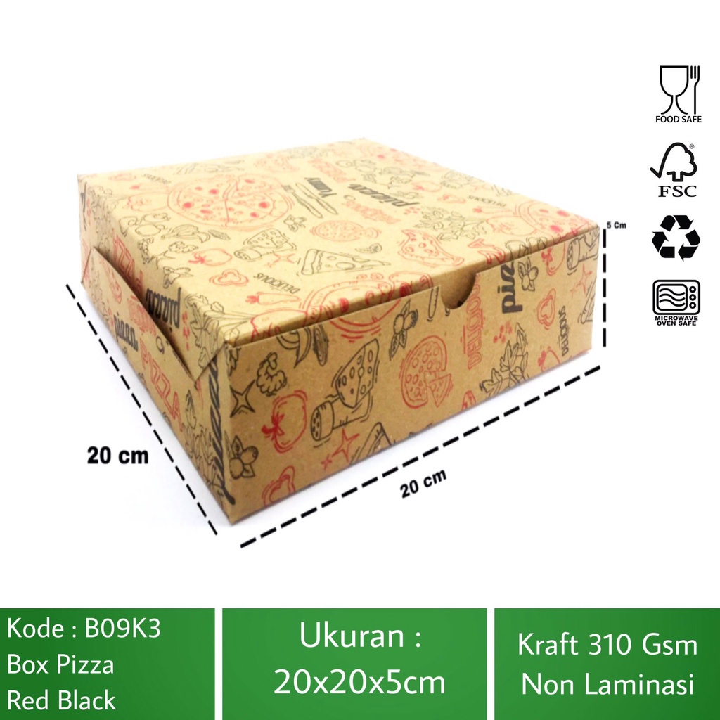 Dus Pizza 20X20 Box Pizza Kotak Pizza (B9K3Z1-20X20X5 Cm)