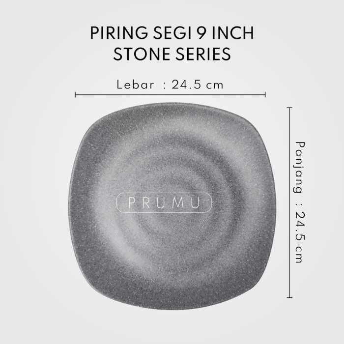 PRUMU Melamine Stone Piring 9 inch - Piring Kotak - Piring Cafe - Piring Restoran - Piring Segi Golden Dragon P2309A