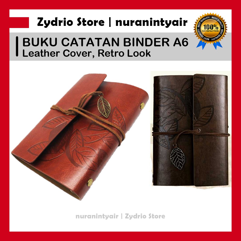 Buku Catatan / Buku Kecil / Buku Diary Binder Kulit Retro A6