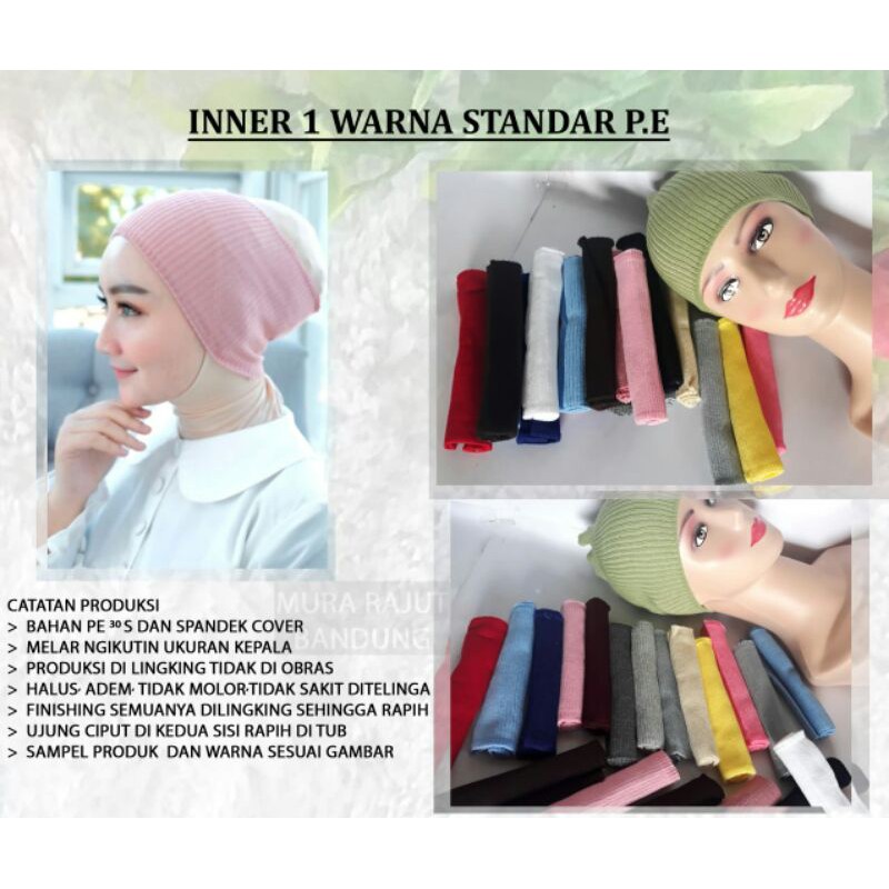 Ciput rajut 1 warna/Iner bandana polos