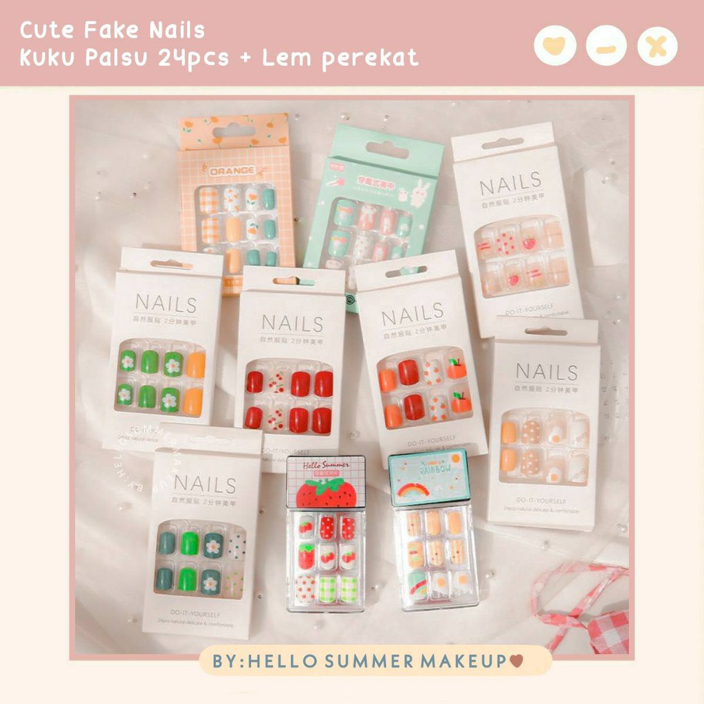 CUTE Fake Nails / Kuku Palsu 24pcs / Wedding Nails