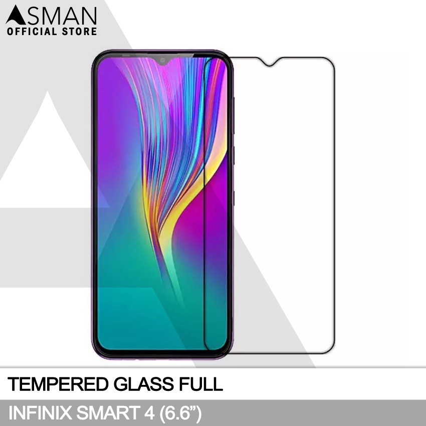 Tempered Glass Full Infinix Smart 4 (6.6&quot;) | Anti Gores Kaca - Hitam