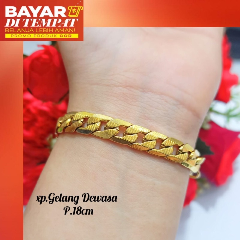 Gelang TITANIUM Rantai 24k wanita pria,emas Hongkong Tidak karat | COD