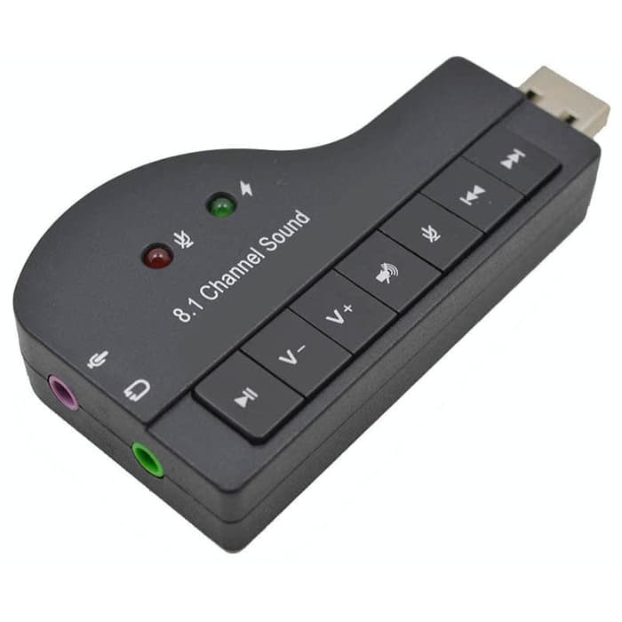 Sound Card USB Model Piano 8.1 Channel 3D Audio - F23839 - Black--GOOJODOQ