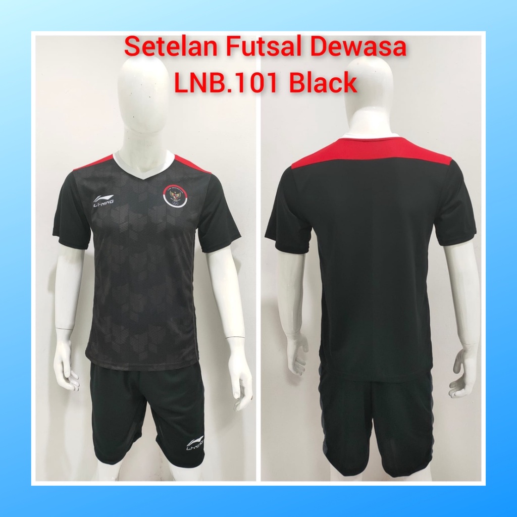 jersey futsal pria kaos sepak bola baju dan celana setelan wanita dewasa t-shirt outfit seragam sea games jarsey kostum olahraga pakaian apparel print sport jersy soccer casual jersi suit LNB101 hitam