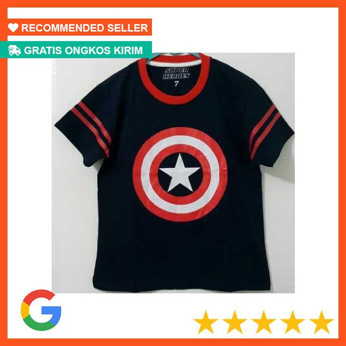 Cuci Gudang Kaos Anak Size 1 6 Logo Captain America Biru Kaos Anak Karakter Shopee Indonesia