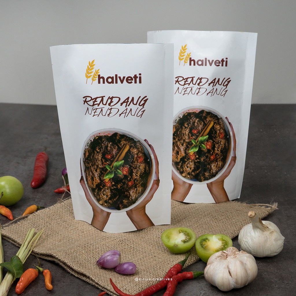 

Rendang daging sapi 250 gr asli Padang merk Rendang Nendang Halveti