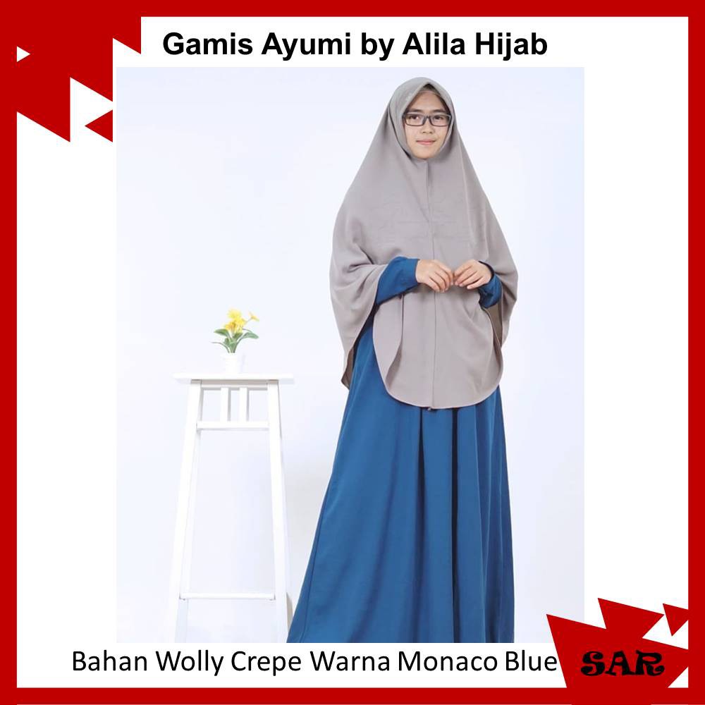 Gamis Ayumi Polos Syari Busuifriendly Wudhufriendly Bahan Wolly Crepe by Alila Hijab