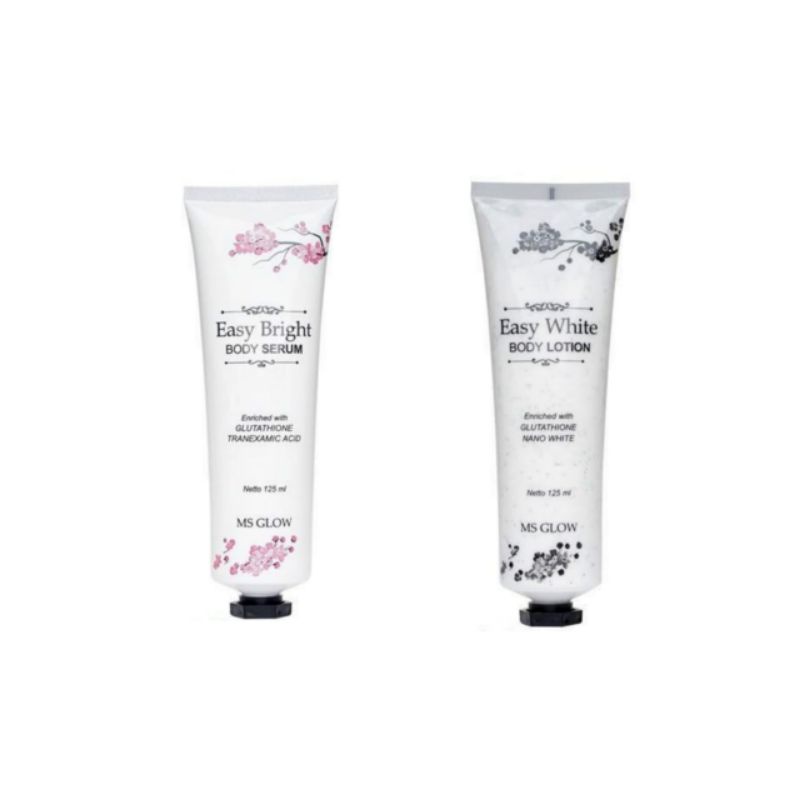 MS GLOW Easy White Body Lotion &amp; Easy Bright Body Serum 125ml.