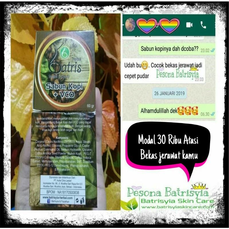 Sabun kopi with VCO Batrisyia Herbal untuk Flek noda hitam membandel coffe soap