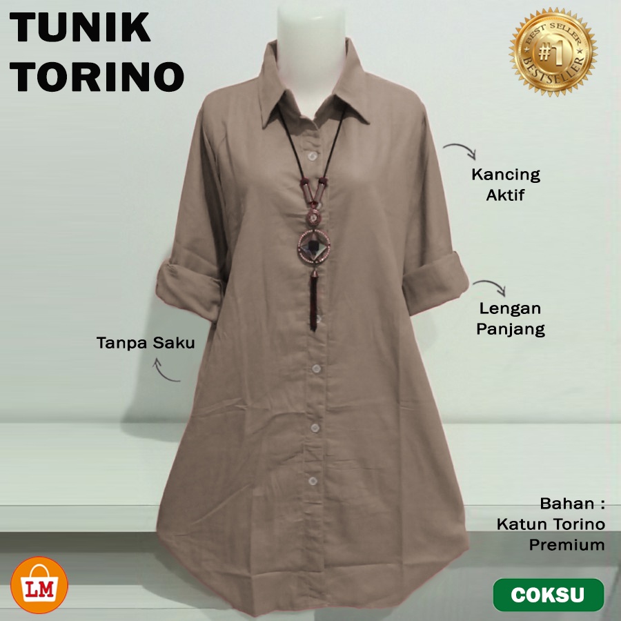 Baju Atasan Wanita Muslim TUNIK TORINO Katun JUMBO All Size Fit to XL TERMURAH TERLARIS LMS 28861