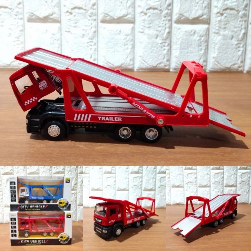 Diecast Truk Hauler Alloy - Mainan Miniatur Mobil Besar Truck Trailer