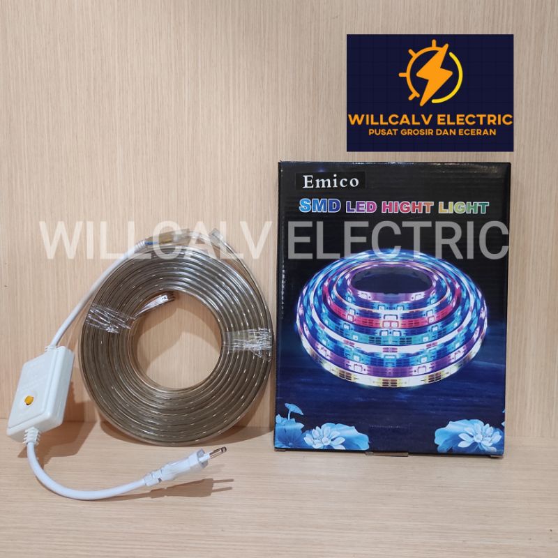 LAMPU SELANG PERSEGI LED STRIP 10 Yard WARNA WARNI MIX PLUS ADAPTOR 220V