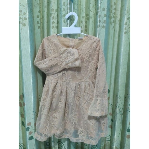 Dress Pesta anak Warna Gold/dress brukat anak_Preloved