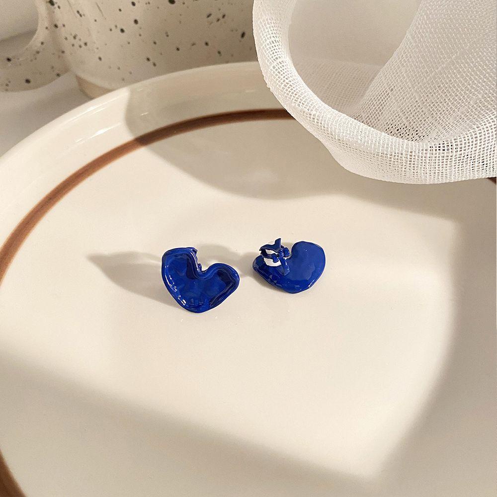 Mxbeauty Korea Style Klip Telinga Indah Sederhana INS Gaya Anting Temperamen Klein Biru Wanita Earrings