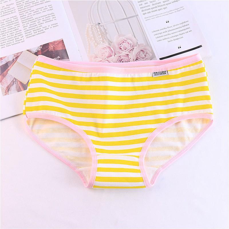  Celana  Dalam Brief Mid Waist Bahan Katun Motif Garis  Garis  