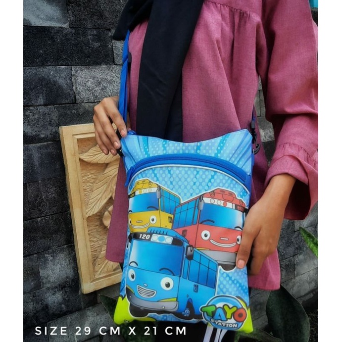 TAS SELEMPANG ANAK KARAKTER MURAH SIZE 29 CM X 21 CM