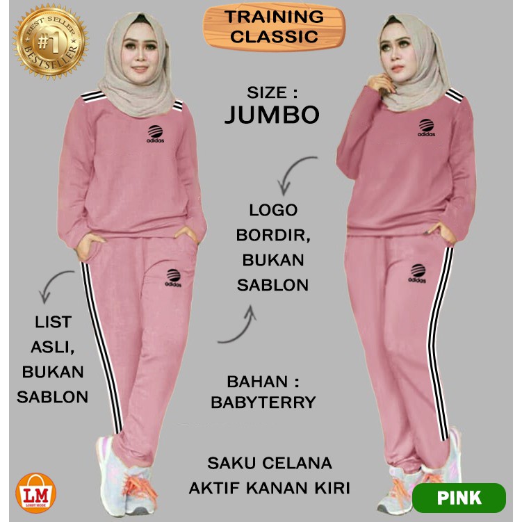 TERMURAH TERLARIS Baju Setelan Pakaian Olahraga Senam Training Wanita CLASSIC TERBARU LMS 18158