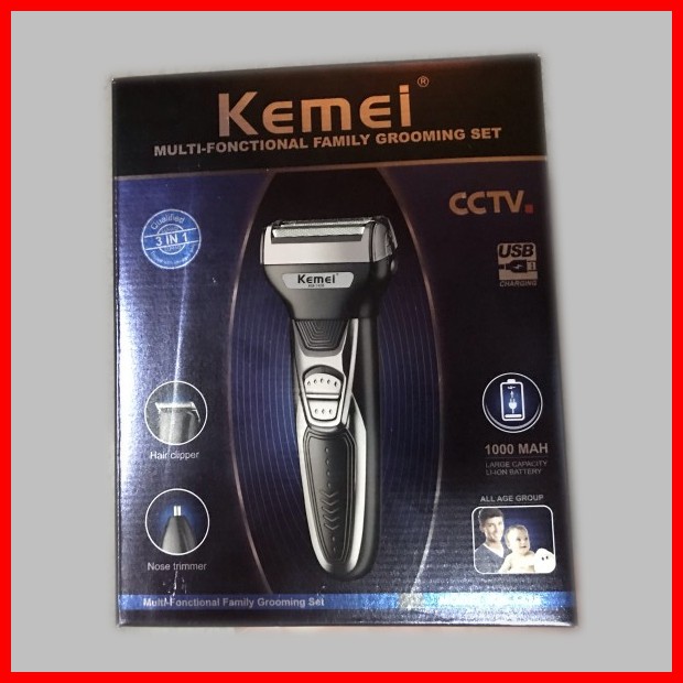 Kemei 1428 Original Alat Cukur Kumis Jenggot Pembersih Bulu Hidung Baterai CAS USB KM1428 KM 6558 KM-1428