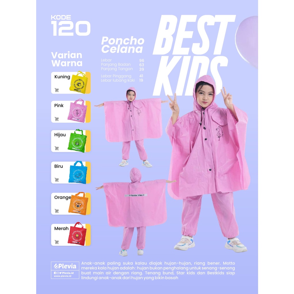 PLEVIA Jas Hujan Jaket Celana Anak Starkids 110 &amp; BEST KIDS 120 !!!