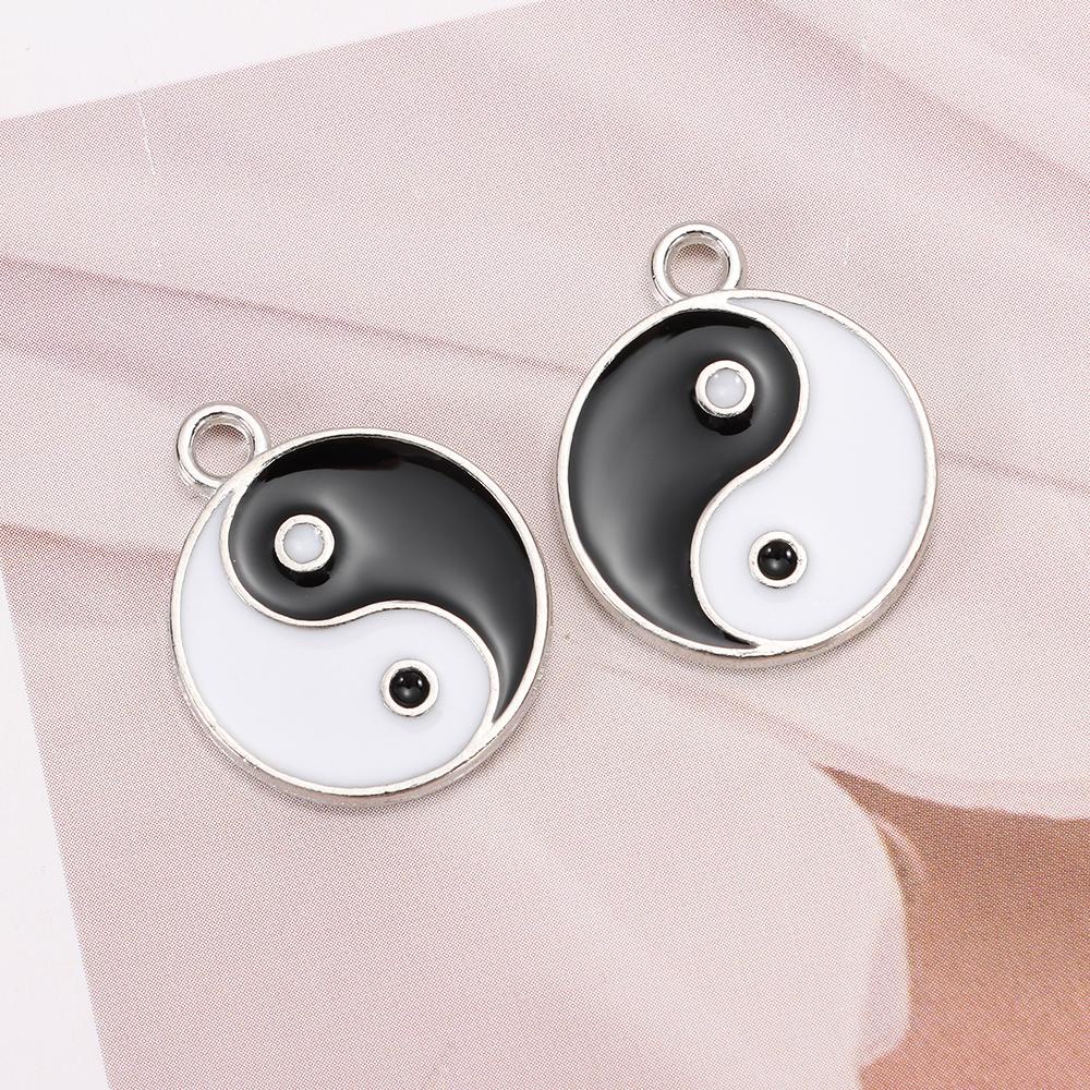 Lily Yin Yang Pendant Handmade Kalung Liontin Anting Membuat Putih Hitam