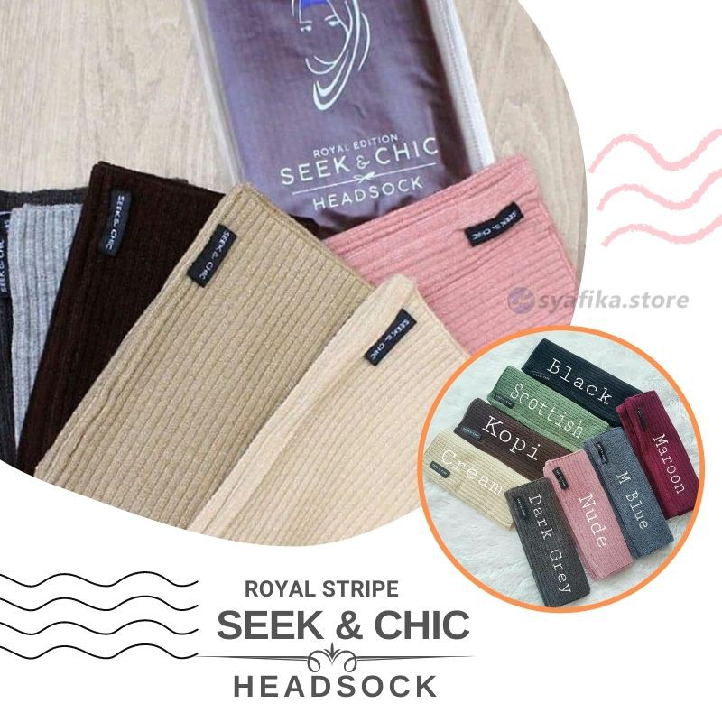 Inner Hijab Seek N Chic Royal Stripe - Ciput Salur Bandana Premium